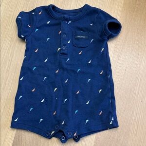 Nautica Dark Blue Infant Romper with Sailboat Design Size 3-6 Mo.